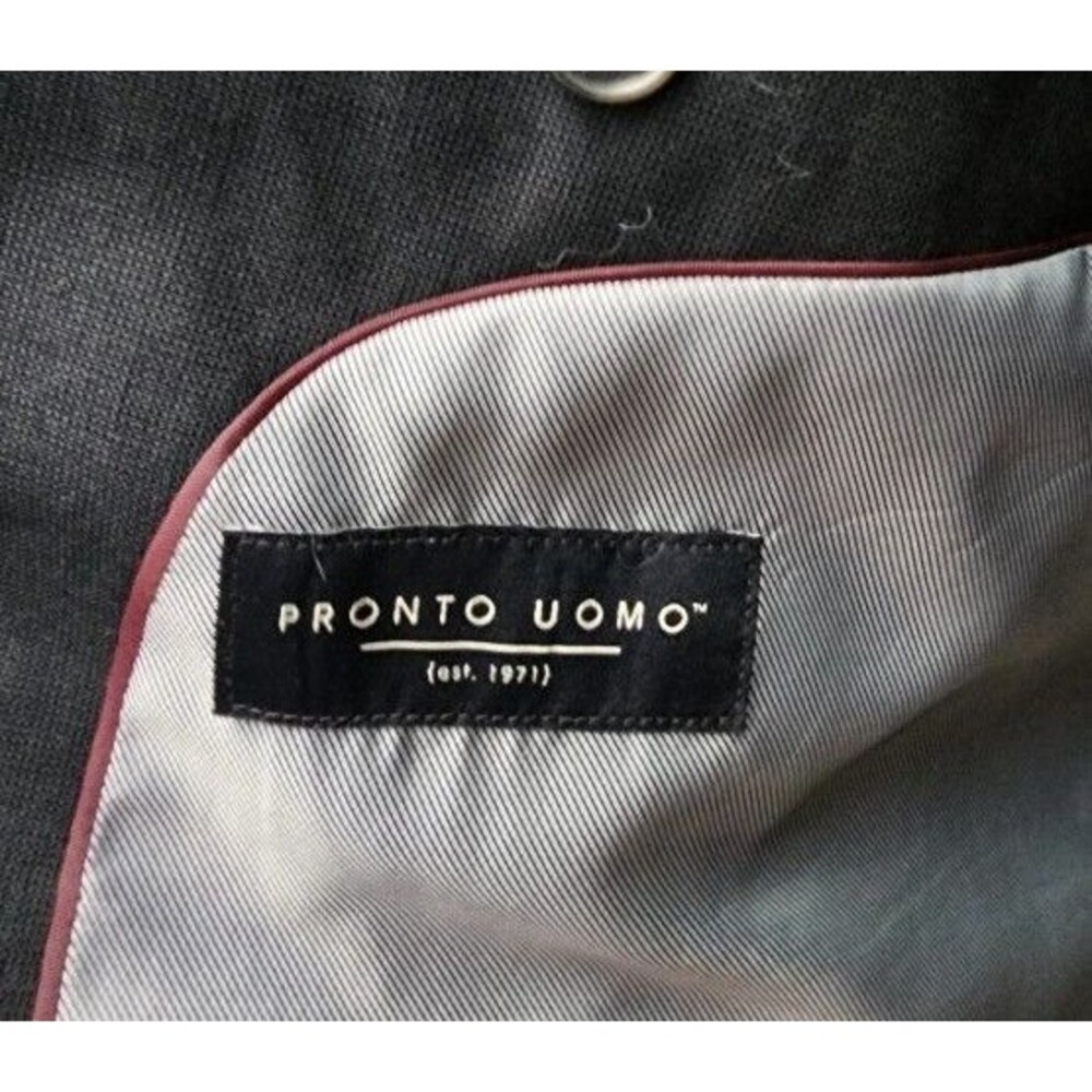 Pronto Uomo Black Suit Coat Size 56 Regular Wool/Poly Blend - Picture 4 of 6